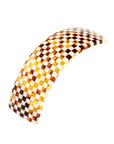 France Luxe large, checkered tortoise and ivory barrette for women - Rectangle Volume Barrette, Damier.