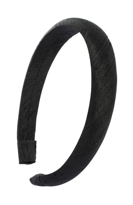 L. Erickson USA 1" Padded Wide Headband - Black, Silk Dupioni