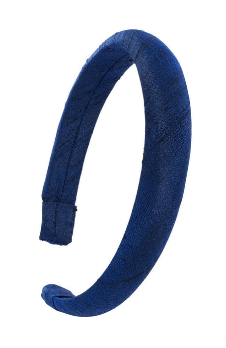 L. Erickson USA 1" Padded Wide Headband - Navy Blue, Silk Dupioni