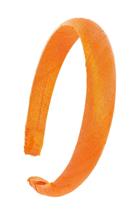 L. Erickson USA 1" Padded Wide Headband - Nectarine Orange, Silk Dupioni