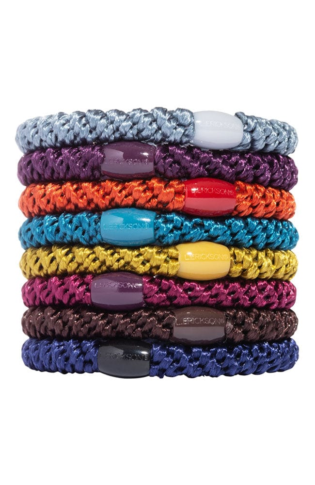 L. Erickson Grab &amp; Go Ponytail holders. Dark fall hair ties include slate, purple, burnt orange, teal, olive green, maroon, brown, navy.