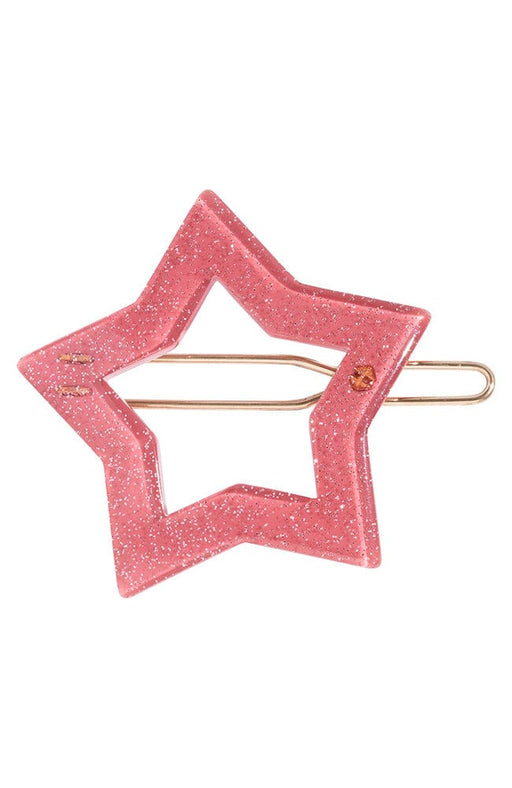 Glitter pink Star tige boule barrette by France Luxe