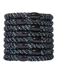 Black Metallic Graphite Hair Ties by L. Erickson, thick Grab and Go hair bands for thick hair