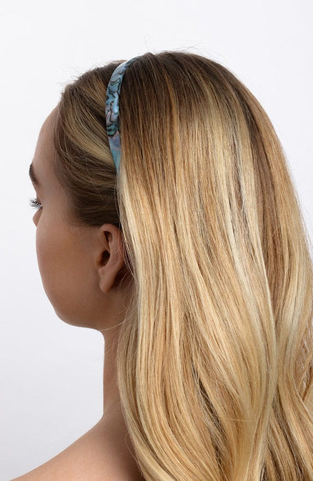 1/2" Wide Headband, South Sea Blue, by France Luxe, pictured in blonde hair