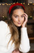 Holiday headband, red velvet padded headband for women