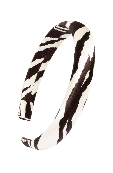 L. Erickson USA 1" Padded Headband - Cream/Chocolate Zebra Print, Silk Charmeuse