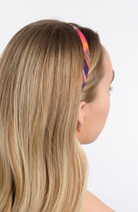 Plaid Pink Headband, 1/2" wide, on model view