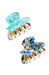 Small blue and blue floral hair clip pair, L. Erickson