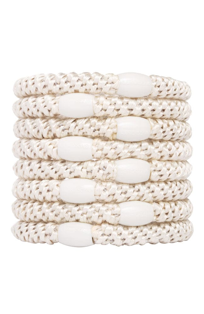 Thick blonde Hair Ties by L. Erickson, 8 Grab and Go Ponytail Holders, strong hold for thick hair.