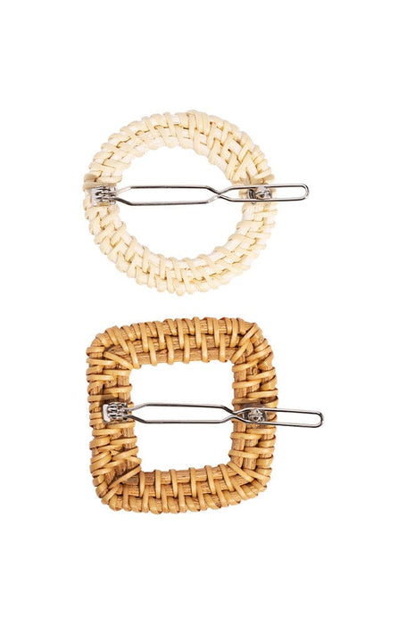 Rattan Straw Hair Clips with tige boule barrette clasp