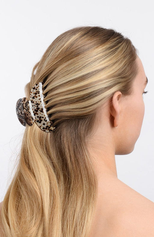 Anaconda Snake Print Hair Claw in blonde hair, Couture Jaw by France Luxe
