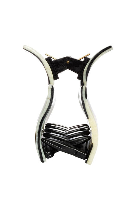 Black & White French Claw Clip has large smooth teeth for holding thick hair, Large Cutout Rectangle Jaw by France Luxe