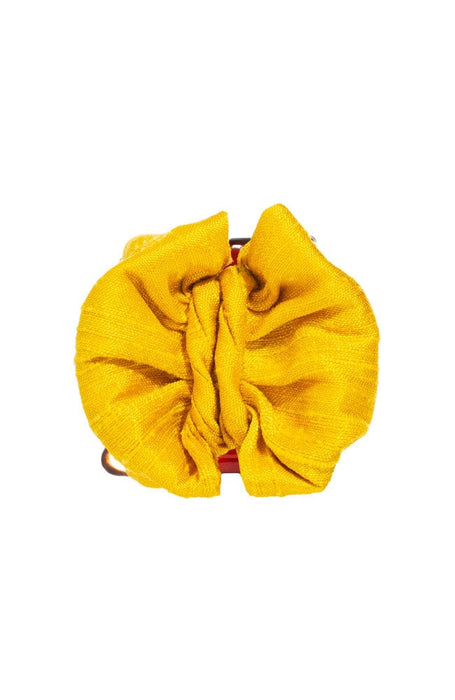 L. Erickson USA Small Covered Jaw - Mustard Yellow , Silk Dupioni, top view