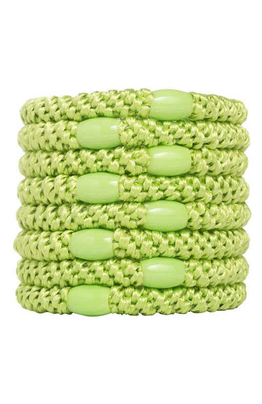 Thick, lime green hair ties by L. Erickson, 8 pack
