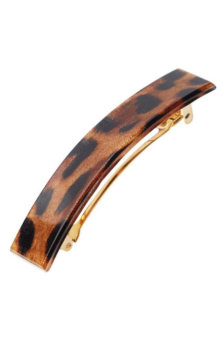 France Luxe Classic Rectangle Barrette, Luxe Leopard Print, cellulose acetate and French barrette clasp
