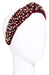 Lexington Headband, features a top knot with a variety of crystals in pink, clear and topaz, by L. Erickson