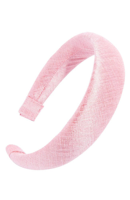 1 1/2" Padded Wide Headband, made of Flamingo Pink 100% Silk Linen Matka, by L. Erickson USA