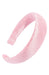 1 1/2" Padded Wide Headband, made of Flamingo Pink 100% Silk Linen Matka, by L. Erickson USA