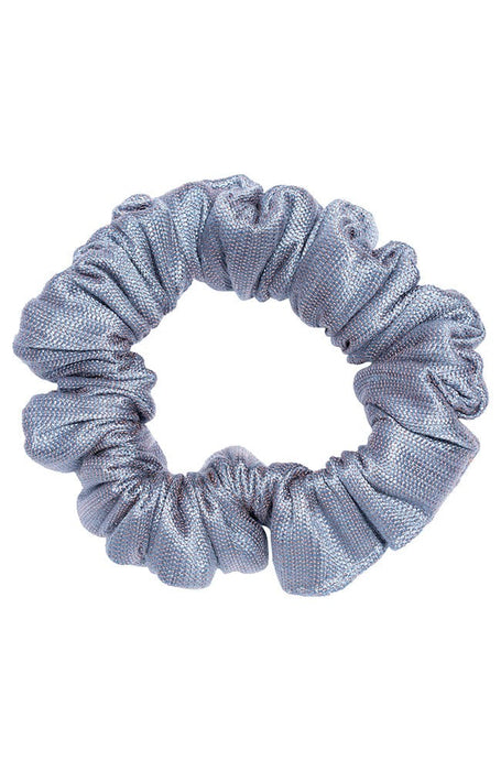Small Matka Thistle Blue Grey Scrunchie Hair Tie, Natural 100% Silk Linen, by L. Erickson USA