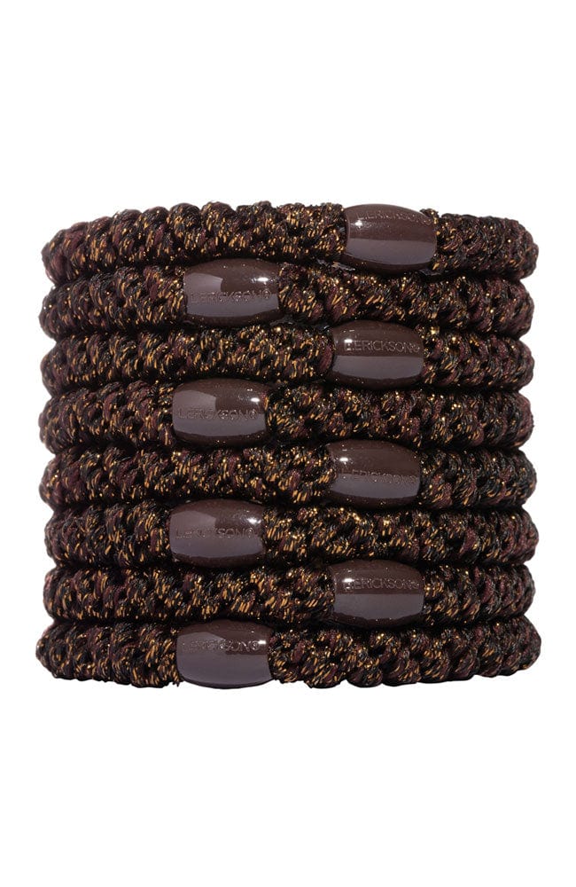 Thick Esspresso Brown Hair Ties by L. Erickson, 8 Grab and Go Ponytail Holders, strong hold for thick hair.
