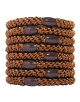 Mocha brown hair ties by L. Erickson.
