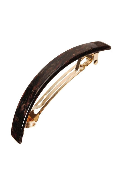 France Luxe Narrow Rectangle Volume Barrette, Classic Mojave Brown, cellulose acetate and French barrette clasp, hair clip for thick hair