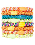 Thick, multi hair ties by L. Erickson, 8 pack, include orange, teal, safety green.