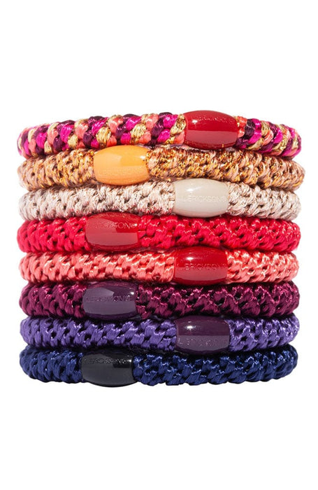 L. Erickson Grab & Go Ponytail holders. Hair ties include gold, red, coral, purple, navy.
