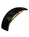 France Luxe large, marbled pearlescent black barrette for women - Rectangle Volume Barrette, Nacro Black.