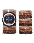 L. Erickson hair ties, 15 pack of Grab & Go  Pony Tube, Thick, metallic beige, metallic, bronze, metallic gold, metallic espresso hair bands.