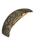 France Luxe large, pixelated mosaic of silver with black barrette for women - Rectangle Volume Barrette, Opera Silver.