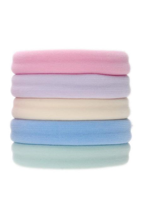 Thick workout hair ties, Colorful Pastel Sport Ponytail Pack by L. Erickson. Hair bands include: pink, lavender, yellow, blue, green