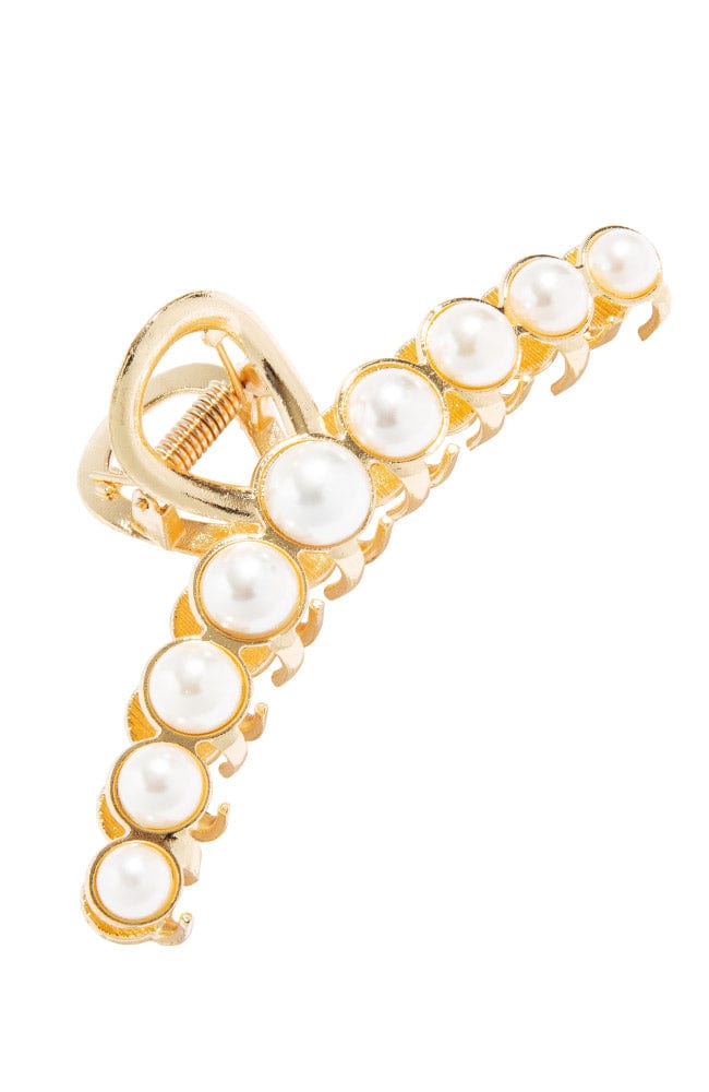 Gold & Pearl Hair Clips Amazon.com : Latious Wedding Pearl Hair Comb Gold Rhinestone  main image 3
