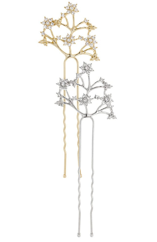 Gold and Silver Crystal Flower Bridal Hair Pins by L. Erickson