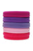 Thick workout hair ties, Colorful Sport Ponytail Pack by L. Erickson. Hair bands include: magenta, purple, pink, fuchsia