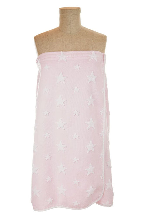 Adjustable Towel Wrap, pink luxurious 100% Turkish Cotton with embossed stars, by France Luxe Body