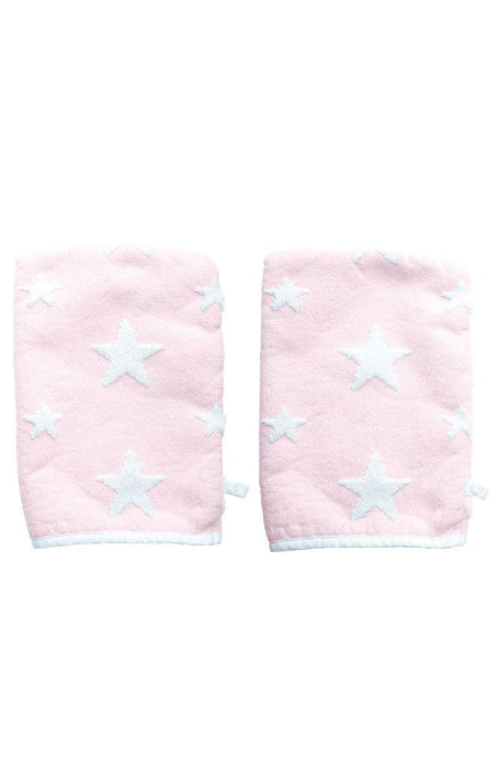 Pink Bath Mitts with embossed stars, 2 pack, 100% Cotton, by France Luxe Body