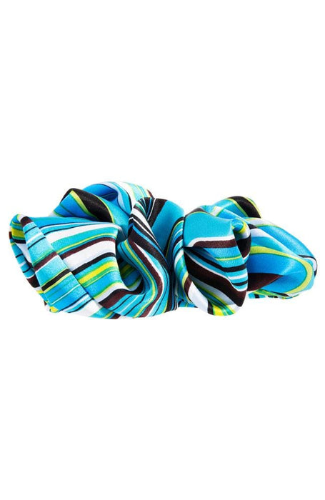 L. Erickson USA Large Pony/Scrunchie - Psychedelic Turquoise, Silk Charmeuse, side view