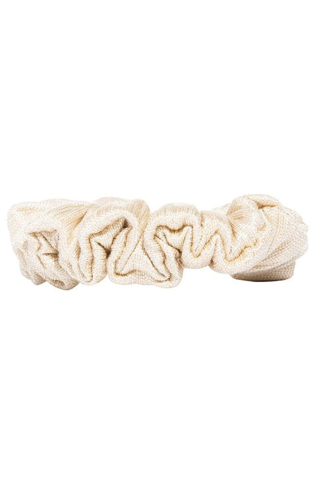 Small Scrunchie Hair Tie, Natural 100% Silk Matka Linen, by L. Erickson USA, side view