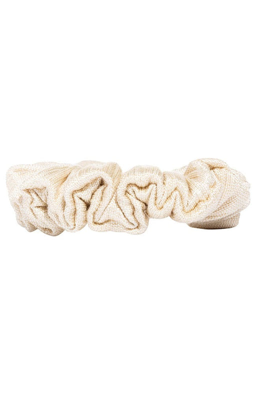 Small Scrunchie Hair Tie, Natural 100% Silk Matka Linen, by L. Erickson USA, side view