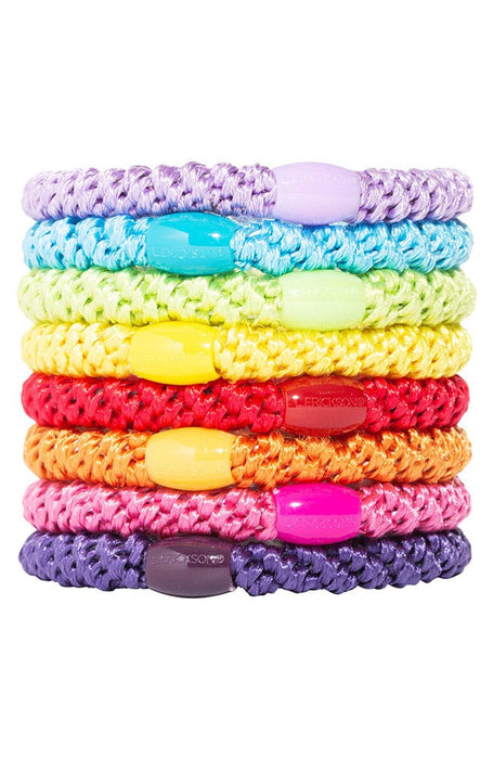 L. Erickson Grab & Go Ponytail holders. Colorful hair ties include light purple, bright blue, lime green, yellow, red, orange, hot pink, rich purple.