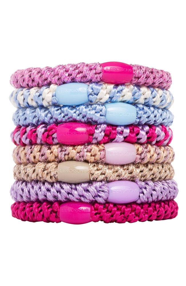 Thick, Pink Multi Hair Ties by L. Erickson, 8 Grab and Go Ponytail Holders, strong hold for thick hair.