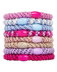 Thick, Pink Multi Hair Ties by L. Erickson, 8 Grab and Go Ponytail Holders, strong hold for thick hair.
