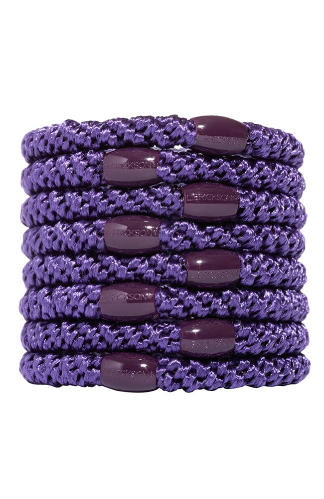 Thick, Purple L. Erickson Hair Ties, 8 Grab and Go Ponytail Holders, strong hold for thick hair.