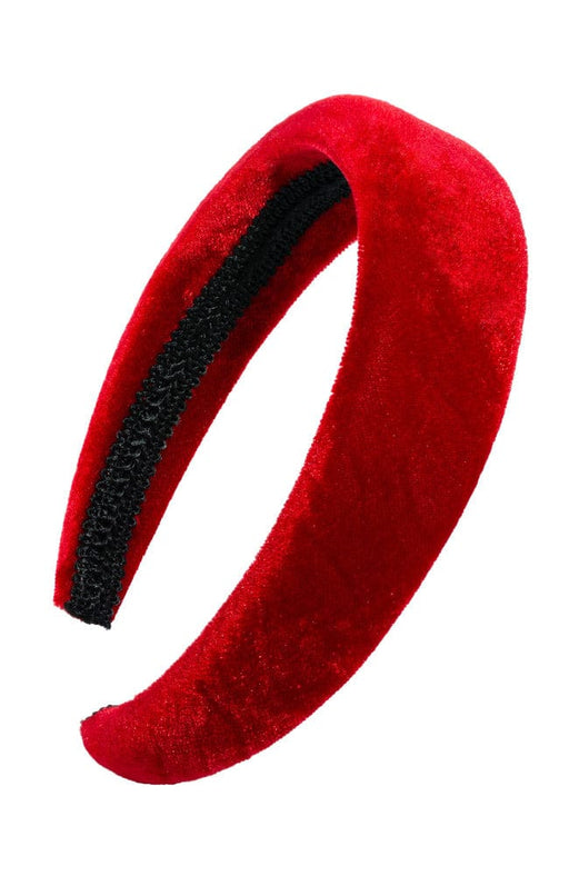 Red velvet headband, padded and wide band, by L. Erickson