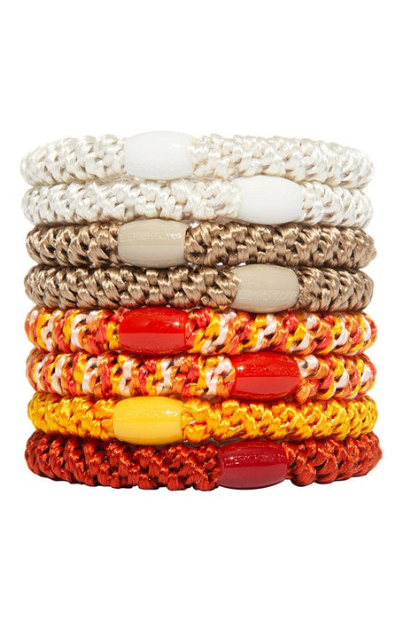 Thick, multi color hair ties by L. Erickson, 8 pack includes white, beige, orange, burnt orange.