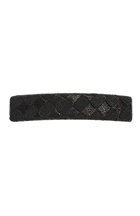 Covered Rectangle Barrette - Shiny Weave