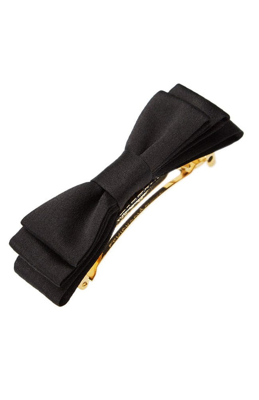 Black bow hair clip wtih french barrette, silk bow, L. Erickson USA