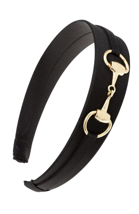 Black Silk Headband with equestrian bit accent, L. Erickson USA