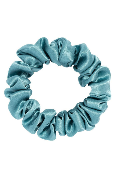 L. Erickson USA Small Silk Scrunchie, Chilled Teal Blue